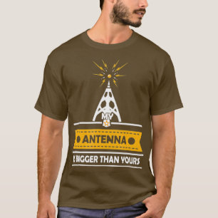 メンズおもしろいハム無線ギフト私のアンテナが大きい Tシャツ