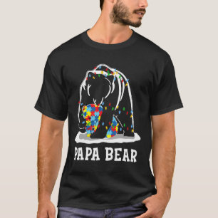 メンズおもしろいパパベベアオティズム認識自閉症マッチン Tシャツ
