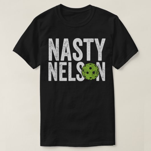 メンズおもしろいピックボールのチーム服 – 扱いにく Nelson Tシャツ (デザイン正面)