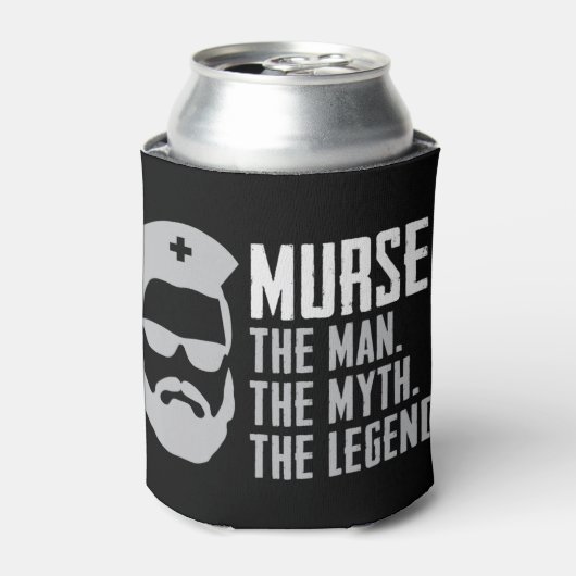 メンズおもしろいムース男性ナースシャツRN LPN CNA Love 缶クーラー (缶正面)