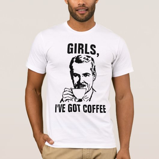 メンズおもしろいヴィンテージコーヒーTシャツ Tシャツ (正面)