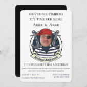 メンズおもしろい海賊版誕生日追加顔おもしろいFab 招待状 (正面/裏面)