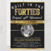 メンズおもしろい誕生日パーティー40年代に建てられた 招待状