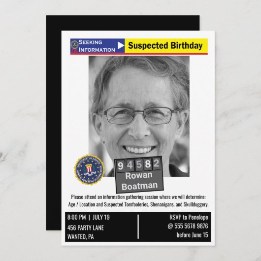 メンズおもしろい誕生日警察ユーモアのあるのムグショットのジョーク 招待状 (正面/裏面)