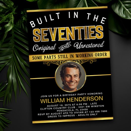 メンズおもしろい誕生日70年代に構築 招待状