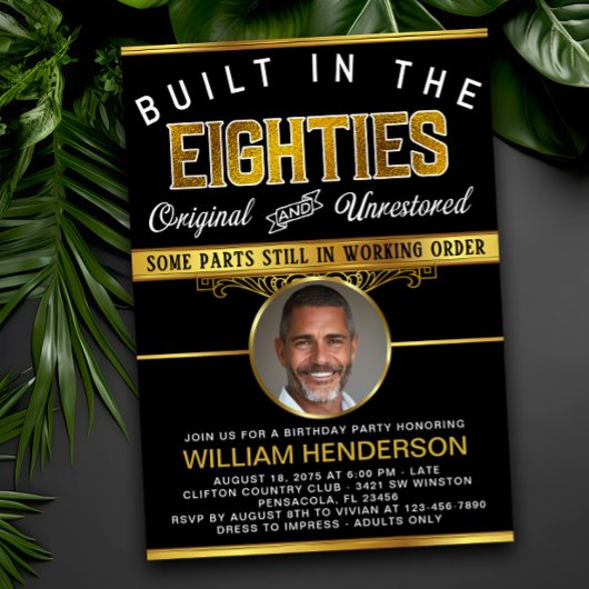 メンズおもしろい誕生日80年代に構築 招待状
