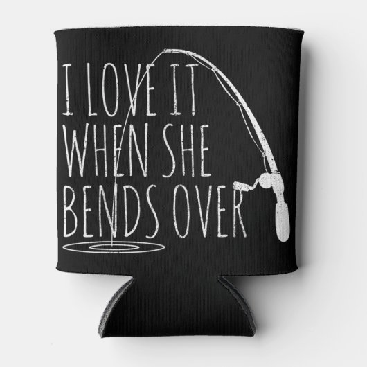 メンズおもしろい魚釣り彼女がFを曲げると大好き 缶クーラー (正面)