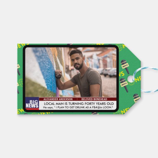 メンズおもしろい40th誕生日テレビニュース50th 60th ギフトタグ (正面(横))