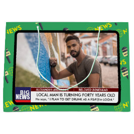 メンズおもしろい40th誕生日テレビニュース50th 60th ラージペーパーバッグ