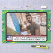 メンズおもしろい40th誕生日テレビニュース50th 60th 薄葉紙 (クラフト)