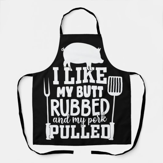 メンズおもしろいBBQ – 私は私のお尻を擦ったTシャツが好き エプロン (正面)