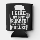 メンズおもしろいBBQ – 私は私のお尻を擦ったTシャツが好き 缶クーラー (裏面)
