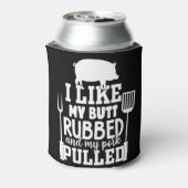 メンズおもしろいBBQ – 私は私のお尻を擦ったTシャツが好き 缶クーラー (缶裏面)