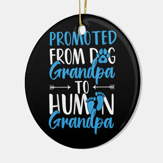 メンズが犬のおじいちゃんから人間のおじいちゃんに昇格 セラミックオーナメント (左)