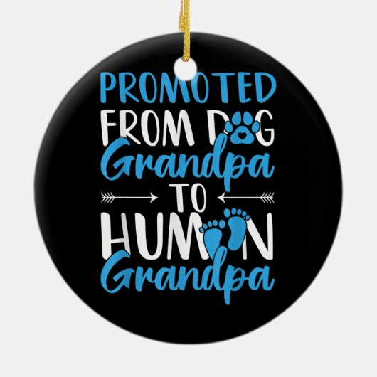 メンズが犬のおじいちゃんから人間のおじいちゃんに昇格 セラミックオーナメント (裏面)