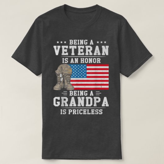 メンズが退役軍人であることは名誉である私のおじいさん Tシャツ (デザイン正面)