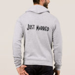 メンズたった今結婚しましたフード付きスウェットシャツ パーカ<br><div class="desc">この柔らかいジップフード付きスウェットシャツのベラは新郎が入るリラックスために、ヘザーグレイの色で背面にたった今結婚しました文字が表示される。こカスタマイズの品買目は</div>