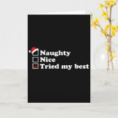 メンズのいたずらリストと良い子のリスト サンタさん、試してみたよ オプション付き カード (黄色い花)