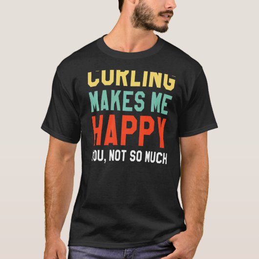 メンズのカールは私にそれほど幸せでない Tシャツ (正面)