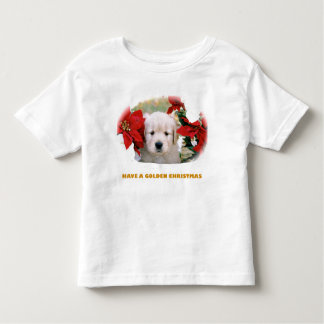 メンズのクリスマスのゴールデン・リトリーバーの子犬のワイシャツ トドラーTシャツ