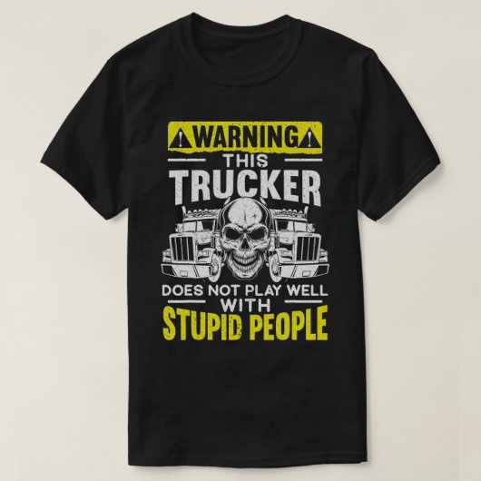 メンズの警告このトラック運転手は上手く遊ばない Tシャツ (デザイン正面)