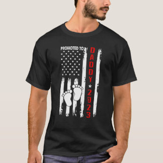メンズはパパに昇進2023アメリカ国旗ニューパパ Tシャツ