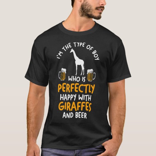 メンズはビールとキリンに満足している Tシャツ (正面)