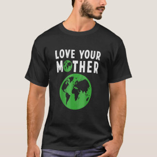 メンズは母なる地球と花を愛するフレンドリー Tシャツ