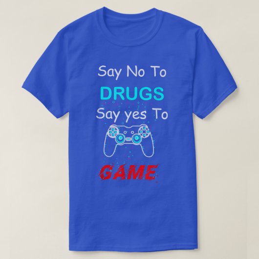 メンズは麻薬にノーと言うYesビデオゲームアンチ薬 Tシャツ (デザイン正面)