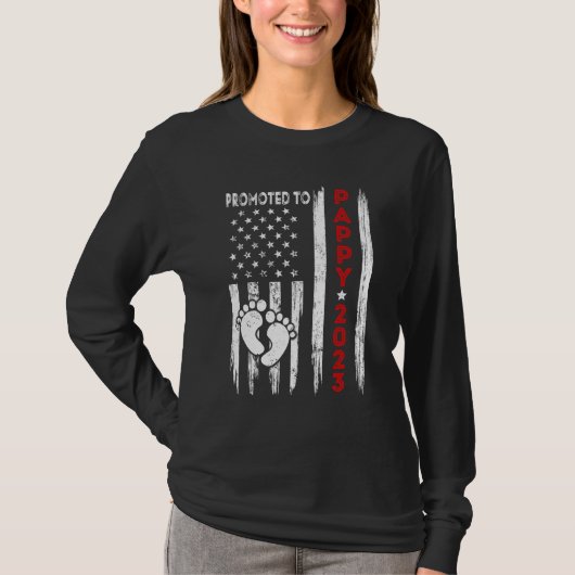 メンズはPappy 2023アメリカ国旗に昇格父の Tシャツ (正面)