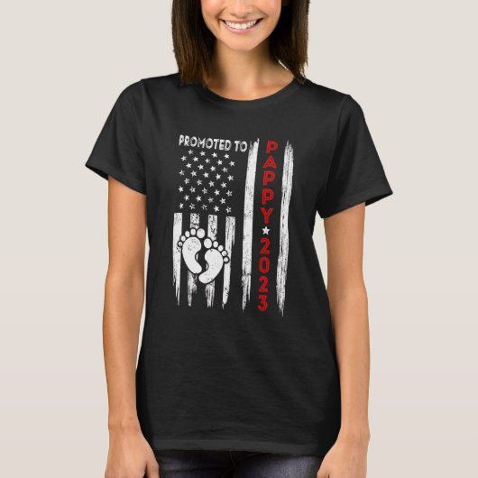メンズはPappy 2023アメリカ国旗に昇格父の Tシャツ (正面)