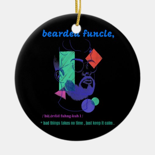 メンズひげのある機能メンズギフト セラミックオーナメント (正面)