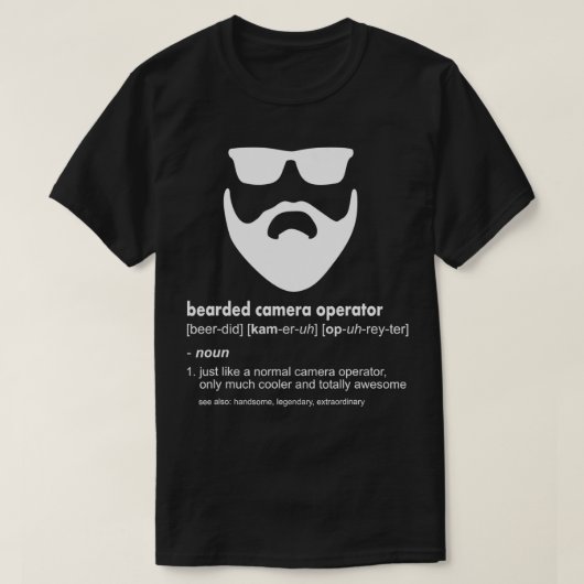 メンズひげ付きカメラオペレおもしろいータひげカメラマ Tシャツ (デザイン正面)