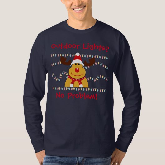 メンズアウトドアおもしろいライツクリスマス Tシャツ (正面)