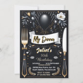 メンズアダルトディナエレガントー50歳の誕生日 招待状 (正面)