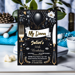 メンズアダルトディナエレガントー50歳の誕生日 招待状