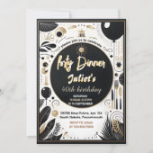 メンズアダルトディナーエレガント40歳の誕生日 招待状 (正面)