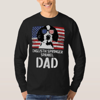 メンズアメリカンフラッグイングリストスリンガースパニエル犬パパD Tシャツ