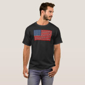 メンズアメリカンフラッグオートバイモおもしろいートサイクリスト Tシャツ (正面フル)