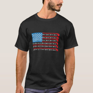 メンズアメリカンフラッグゴルフクラブスポーツデザインロングSl Tシャツ