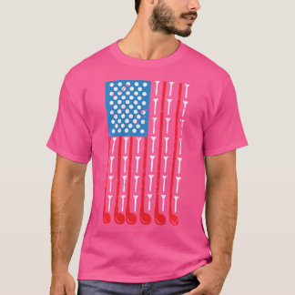 メンズアメリカンフラッグゴルフクラブスポーツデザイン Tシャツ