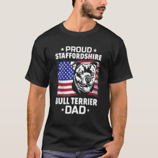 メンズアメリカンフラッグステイフィ誇りを持った(犬)スタッフォードブル Tシャツ