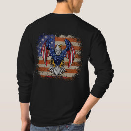 「メンズアメリカン・イーグル国旗の長袖ティー」 Tシャツ