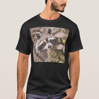 メンズアライグマの基本的な暗いTシャツ Tシャツ