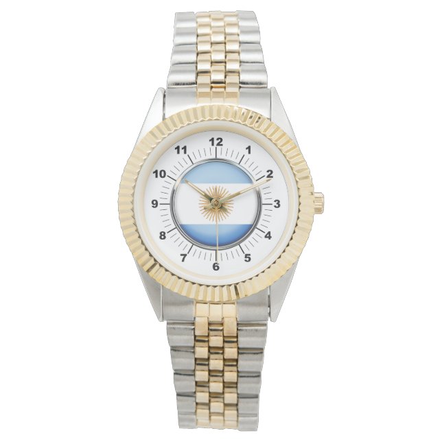 メンズアルゼンチン国旗の2音式ブレスレットウォッチ 腕時計 (正面)