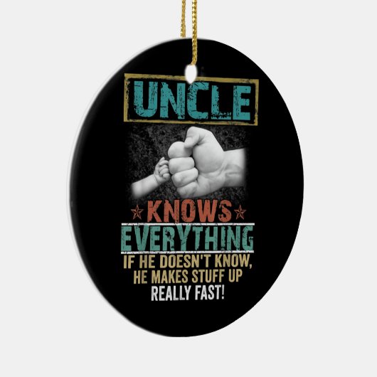 メンズアンクルは全てのおじおもしろいを知っ父のている セラミックオーナメント (右)