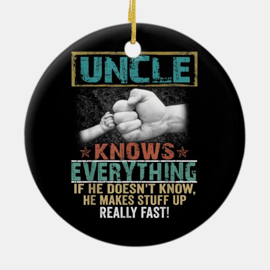 メンズアンクルは全てのおじおもしろいを知っ父のている セラミックオーナメント (裏面)