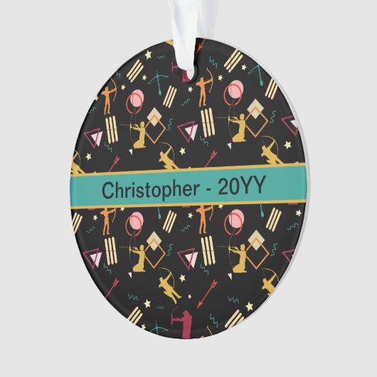 メンズアーチェリー – ボーイズ弓矢抽象芸術芸術 オーナメント (正面)