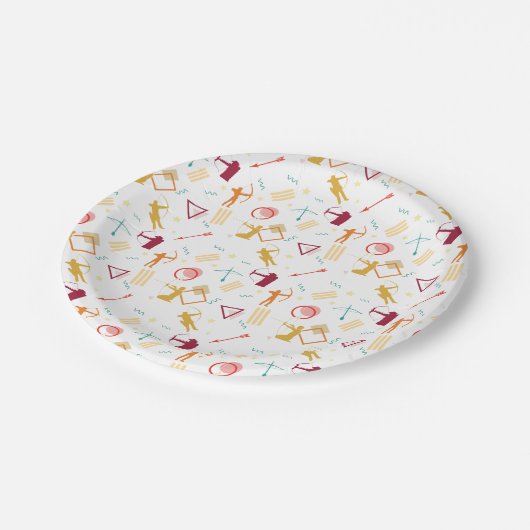 メンズアーチェリー – 男の子の弓と矢のパターン ペーパープレート (アングル)