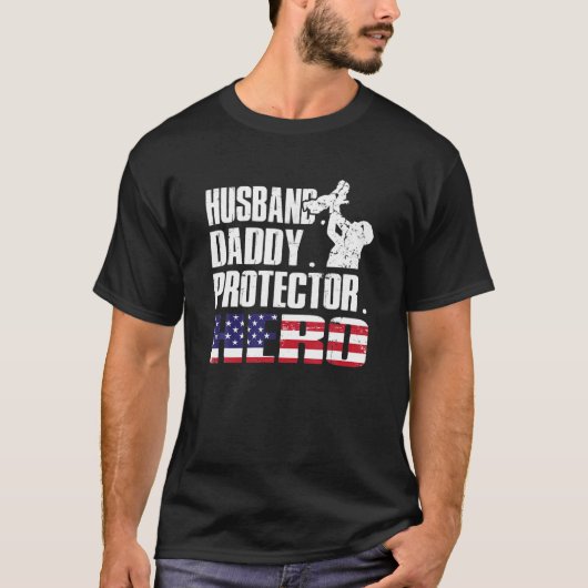 メンズアーミー退役軍人夫ダディープロテクター退役軍人 Tシャツ (正面)